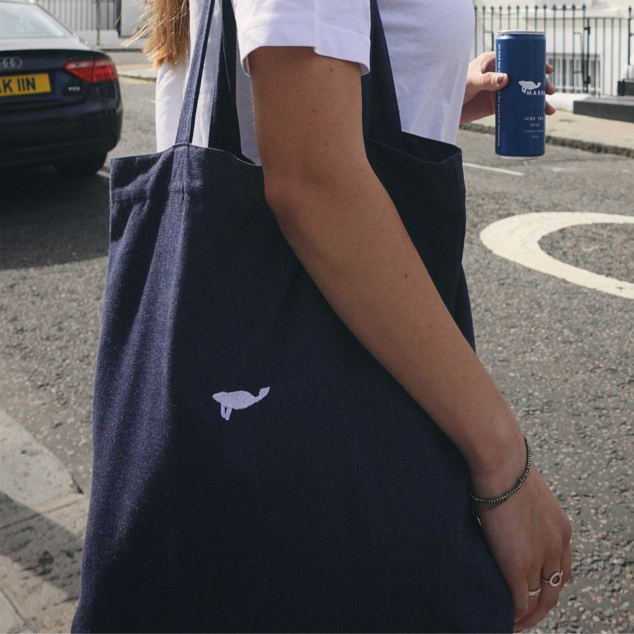 navy tote bag - MARNA