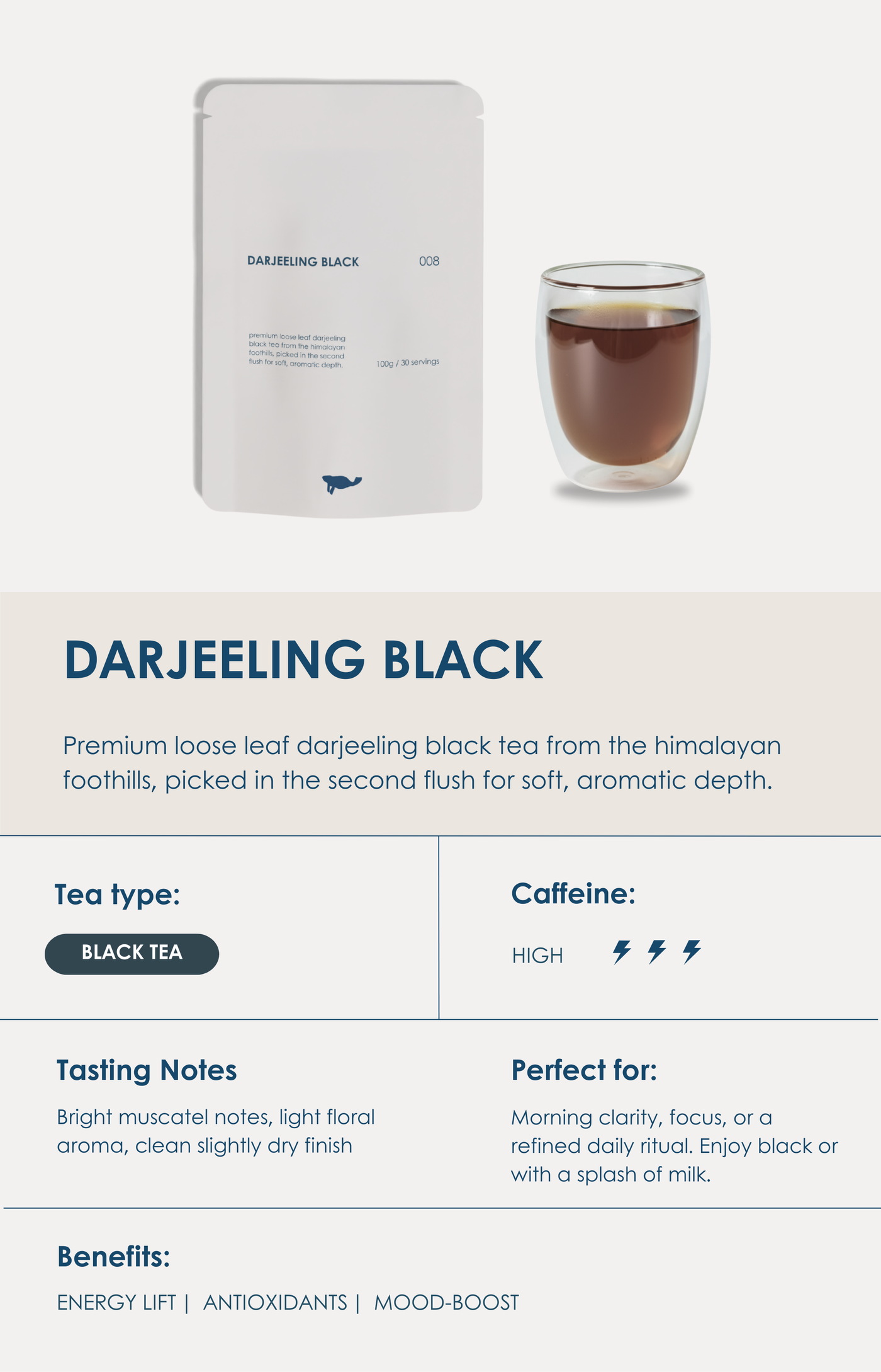 Marna Second Flush Darjeeling Black loose-leaf Indian black tea.