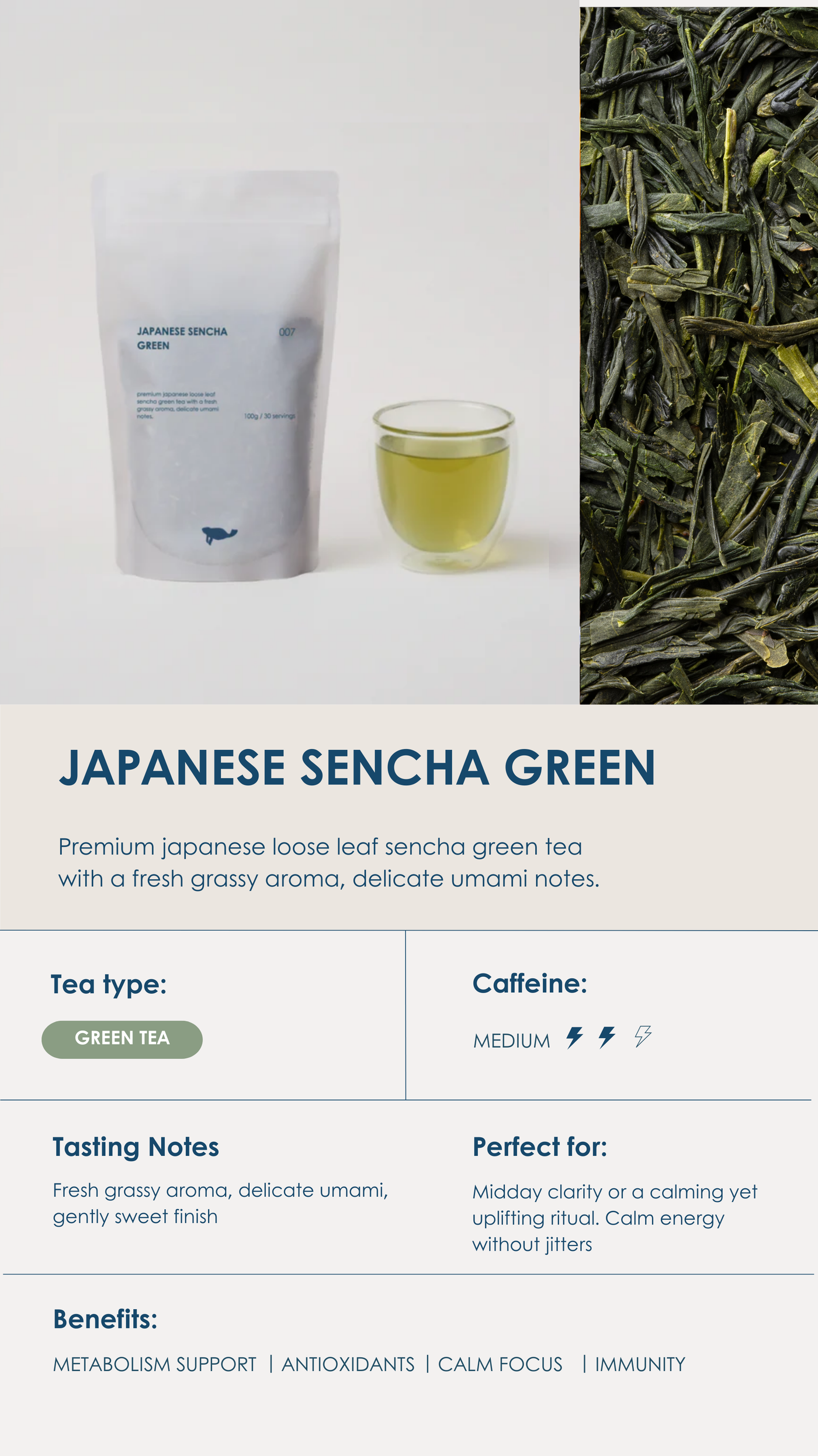 Marna Japanese Sencha Green loose-leaf green tea from Japan.